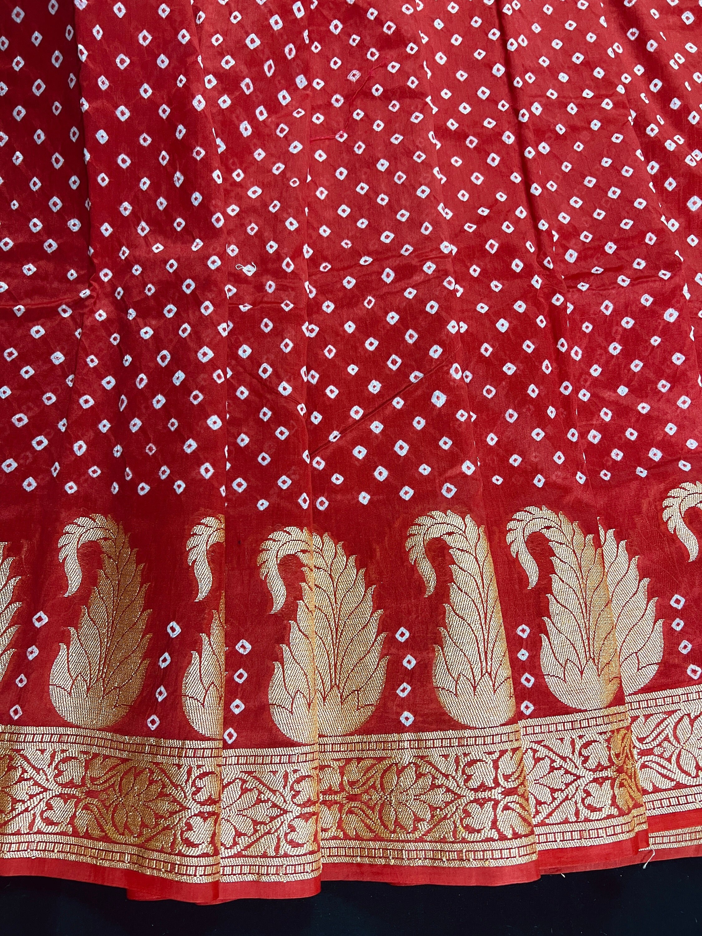 Pure Banarasi Dupion Silk Bandhej 