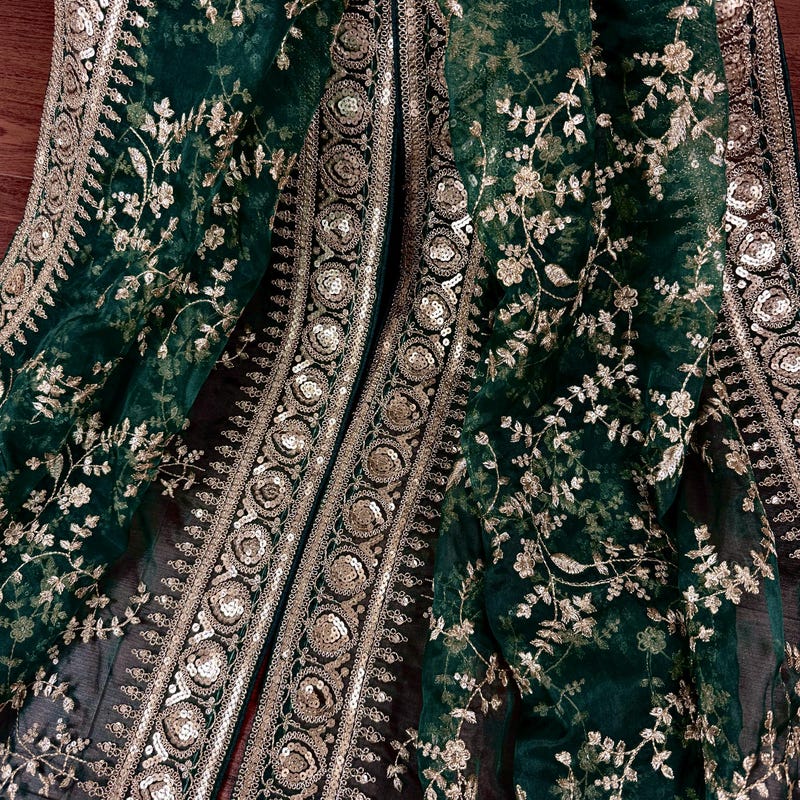 Bottle Green Colour Top Material And Pant Material With Cotton Dupatta main image 1