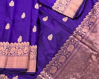 Purple Pure Katan Silk Saree with Antique Copper Zari Weave | Pure Silk Sarees | Wedding Sarees | Purple Color Saree | SILK MARK CERTIFIED