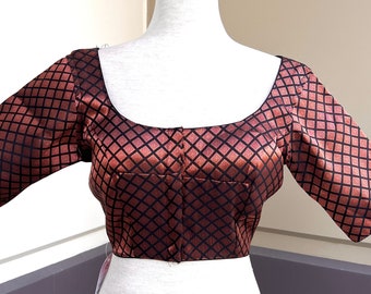 Black and Copper Color Readmade Brocade Blouse Padded Blouse  | Size 36 | Readymade Saree Blouses | Black Color Blouse | Copper Zari Blouse