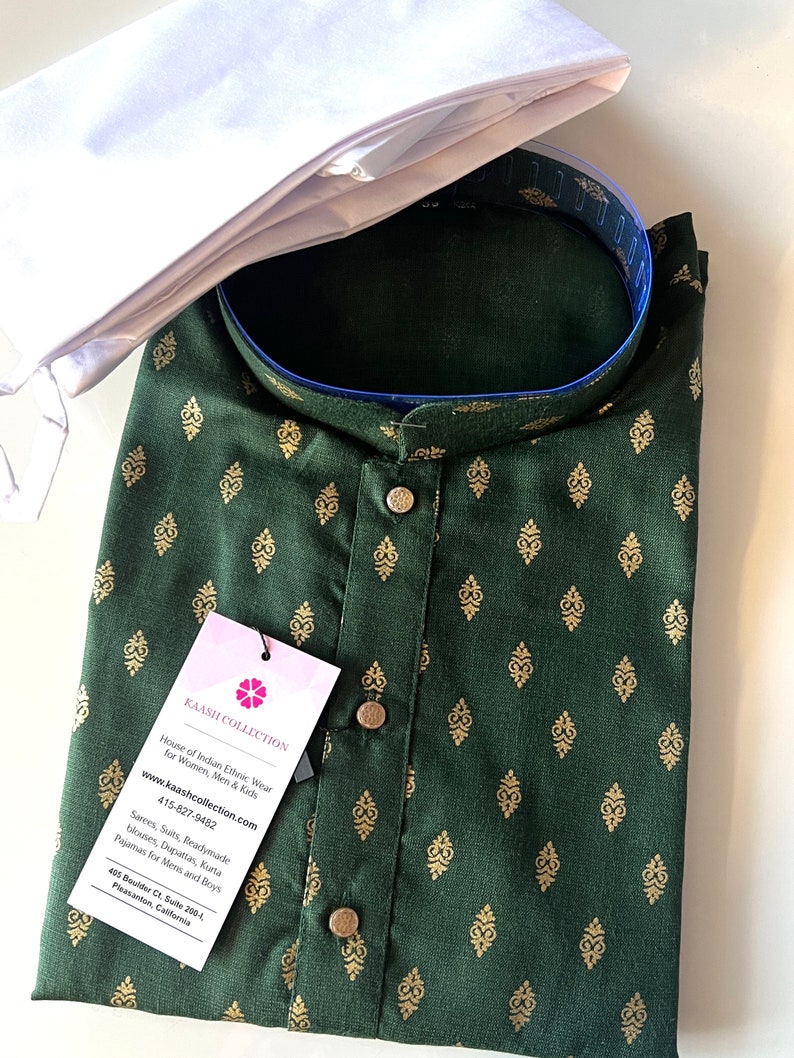 Green Cotton Satin Plus Size kurta