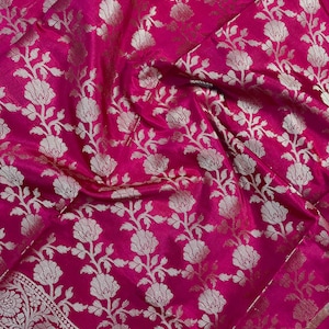 Maganta Pink Floral Jaal Soft Silk Dupatta | Light Weight |  Indian Dupatta | Stole | Scarf | Gift For Her | Dupattas for Gift