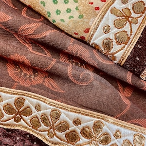 Half and Half Georgette Saree in Brown and Beige Color | Gorgette Saree | Gotta Work | Kaash Collection