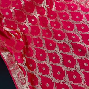 Hot Pink Banarasi Silk Designer Dupatta | Light Weight Dupatta | Benarasi Dupatta | Gift For Her | Kaash Collection