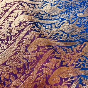 Orange With Purple and Blue Color Combination Banarasi Silk Shikargah