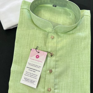 Green Color Premium Pure Linen Cotton Kurta Pajama Set for Men | Linen Cotton Men Kurtas | Pastel Color Kurta | Kurta for Men