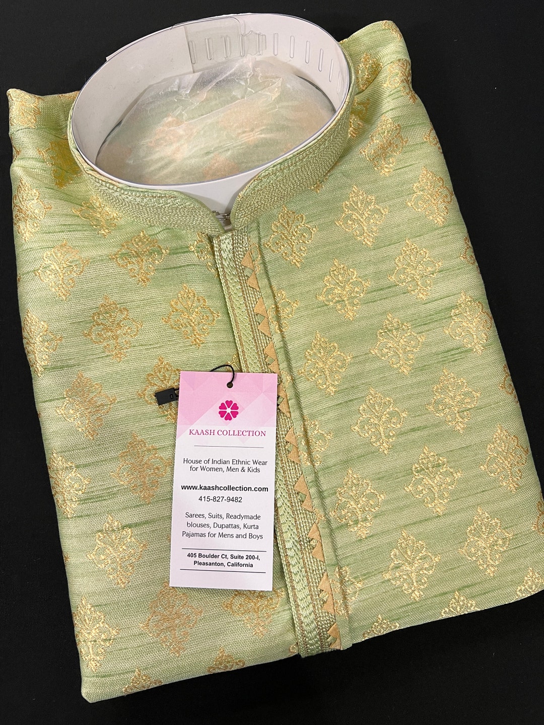 Serenity in Green Pista Green Kurta with White Pajama Ensemble - Rent