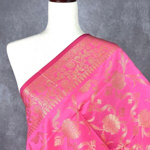 Rose Pink Banarasi Silk Designer Dupatta  with Floral Jaal | Light Weight Dupatta  | Stole | Scarf | Benarasi Dupatta | Gift For Her
