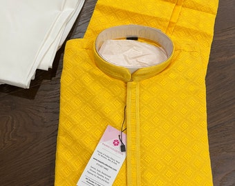 Yellow Chikankari Lucknowi Kurta Pajama Set | Georgette Ethnic Wear