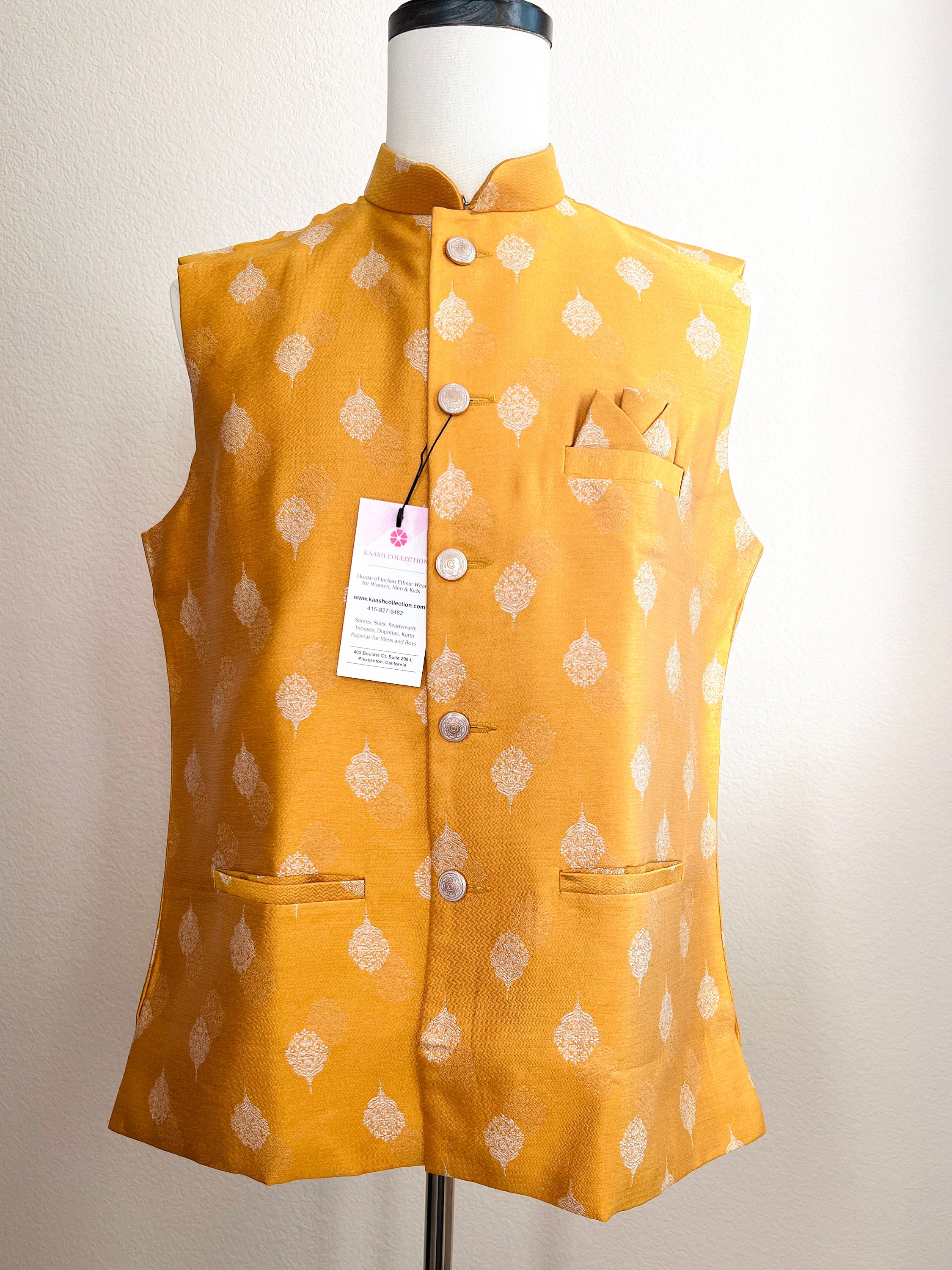 Designer Mango Yellow Modi Nehru Jacket for Men in Silk Waist Coat Jacket for Kurta Gift for Him Indian Wedding Wear for Men Etsy Canada