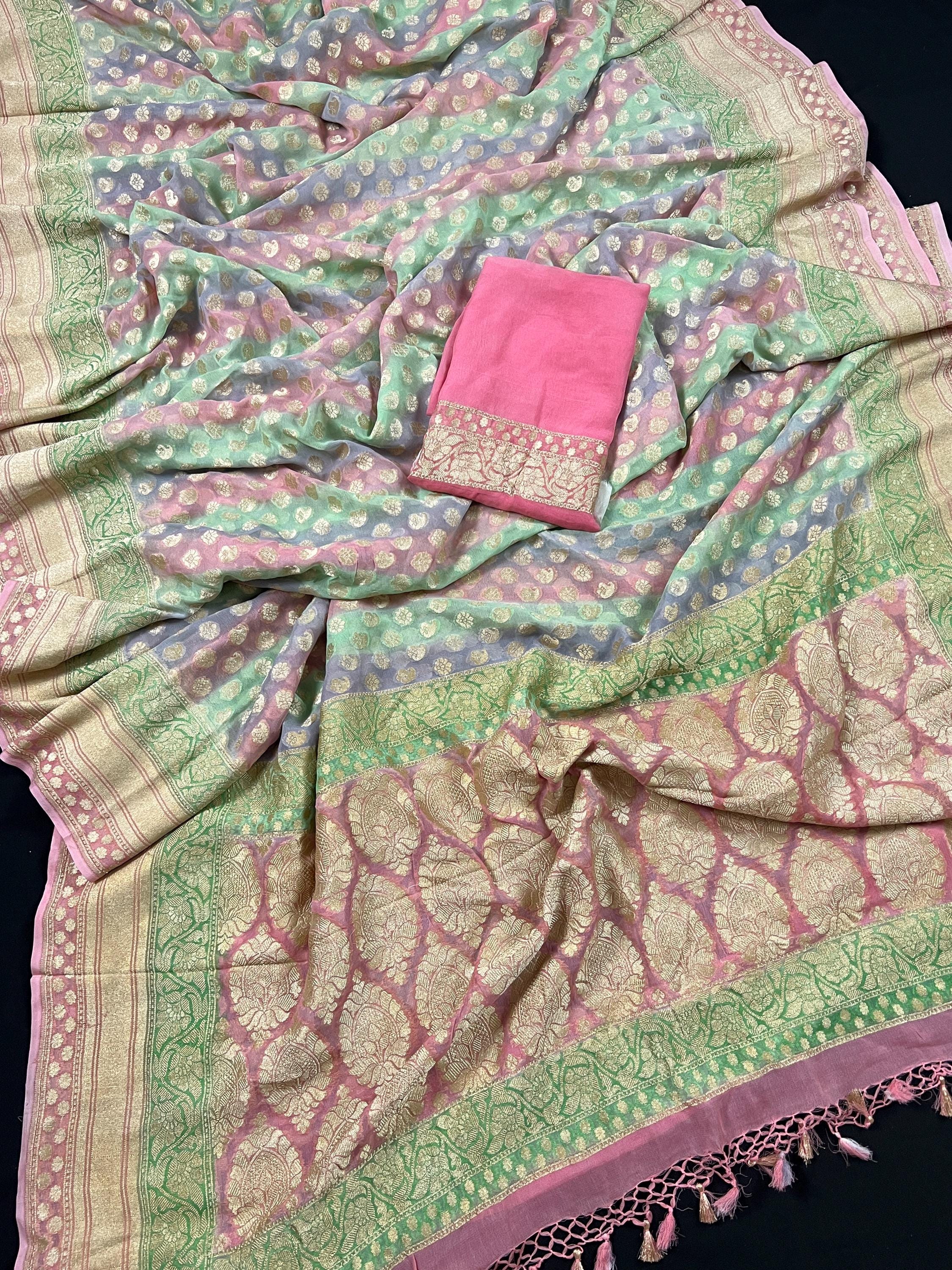 Khadi georgette saree online deals