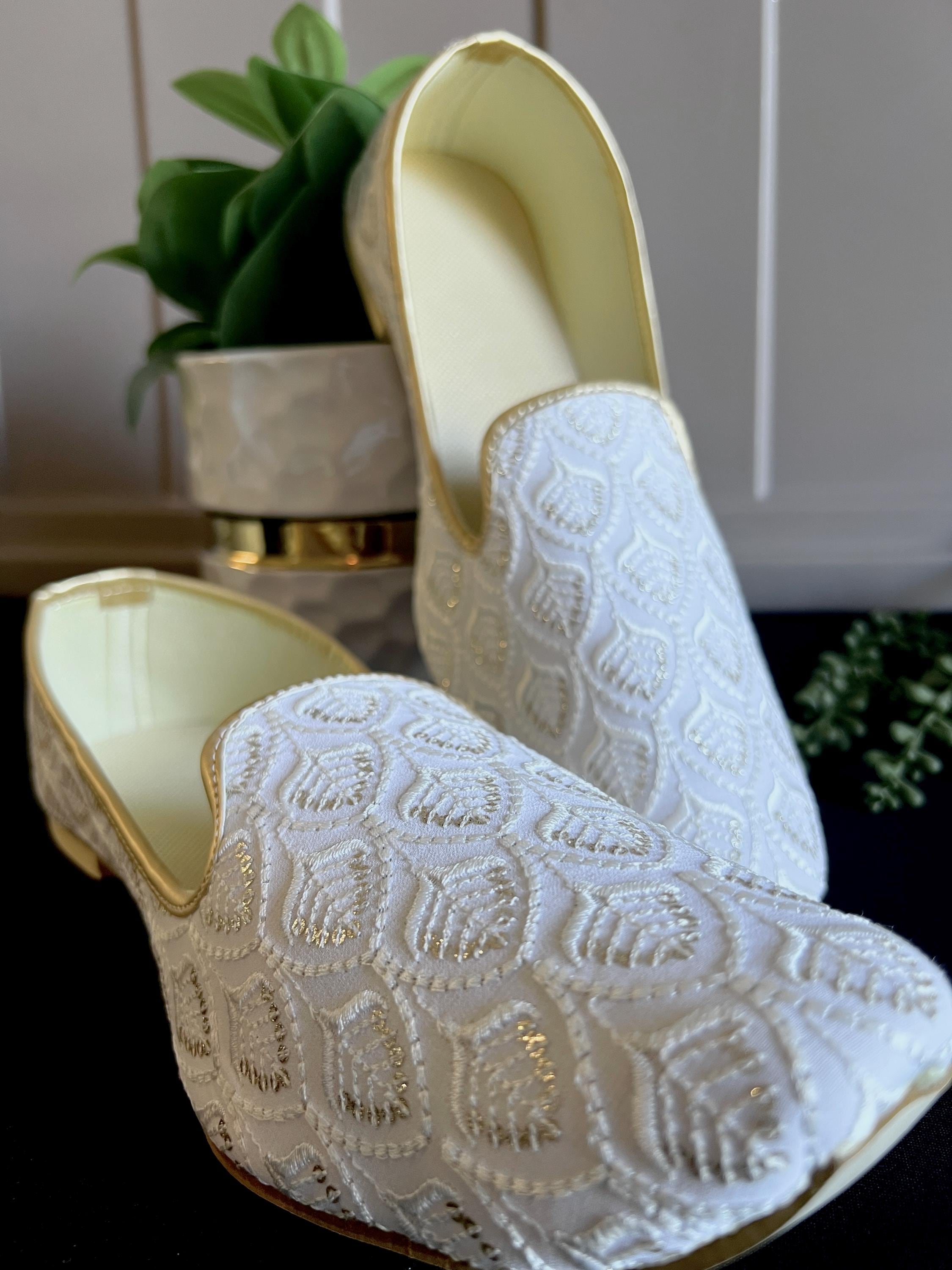 White and Gold Wedding Shoes - Etsy