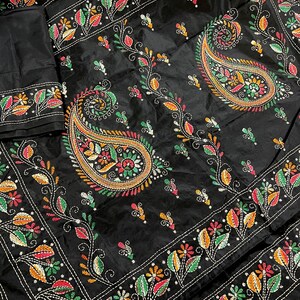 Syaahi Bangalori Silk Coal Black Hand Painted Dupatta main image 1