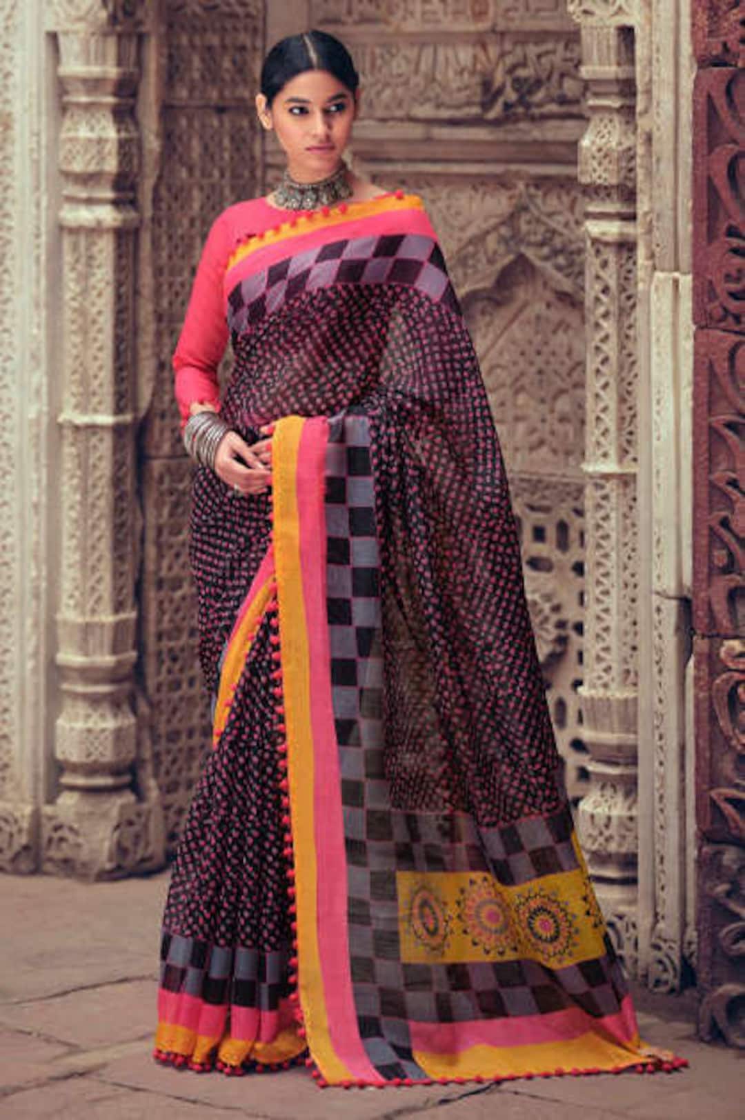New Designer Multi-Color Santoon Silk Saree With Price