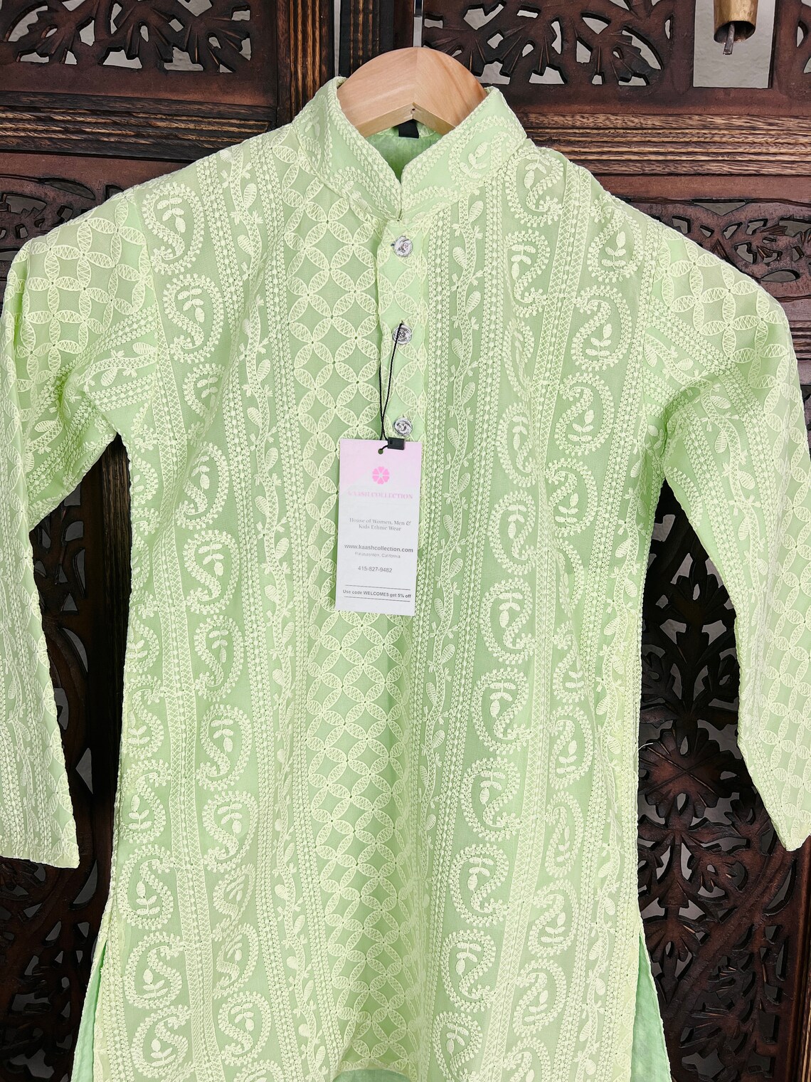 Light Parrot Green Kurta Pajama for Boys in Material Etsy