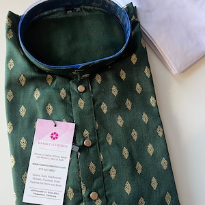Plus Size Kurta for Men in Green Color Premium Cotton with small Self design Buttis | Cotton Men Kurtas | Plus Size Mens Kurta Pajama Set