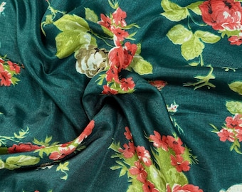 Dark Green Color Soft Khaadi Silk Floral Digital Print Saree
