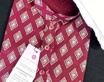 Boys Wine Color Premium Cotton Silk Kurta Pajama Set with small Self design Butti | Cotton Kids  Kurtas | Boys Kurta Pajama Sets