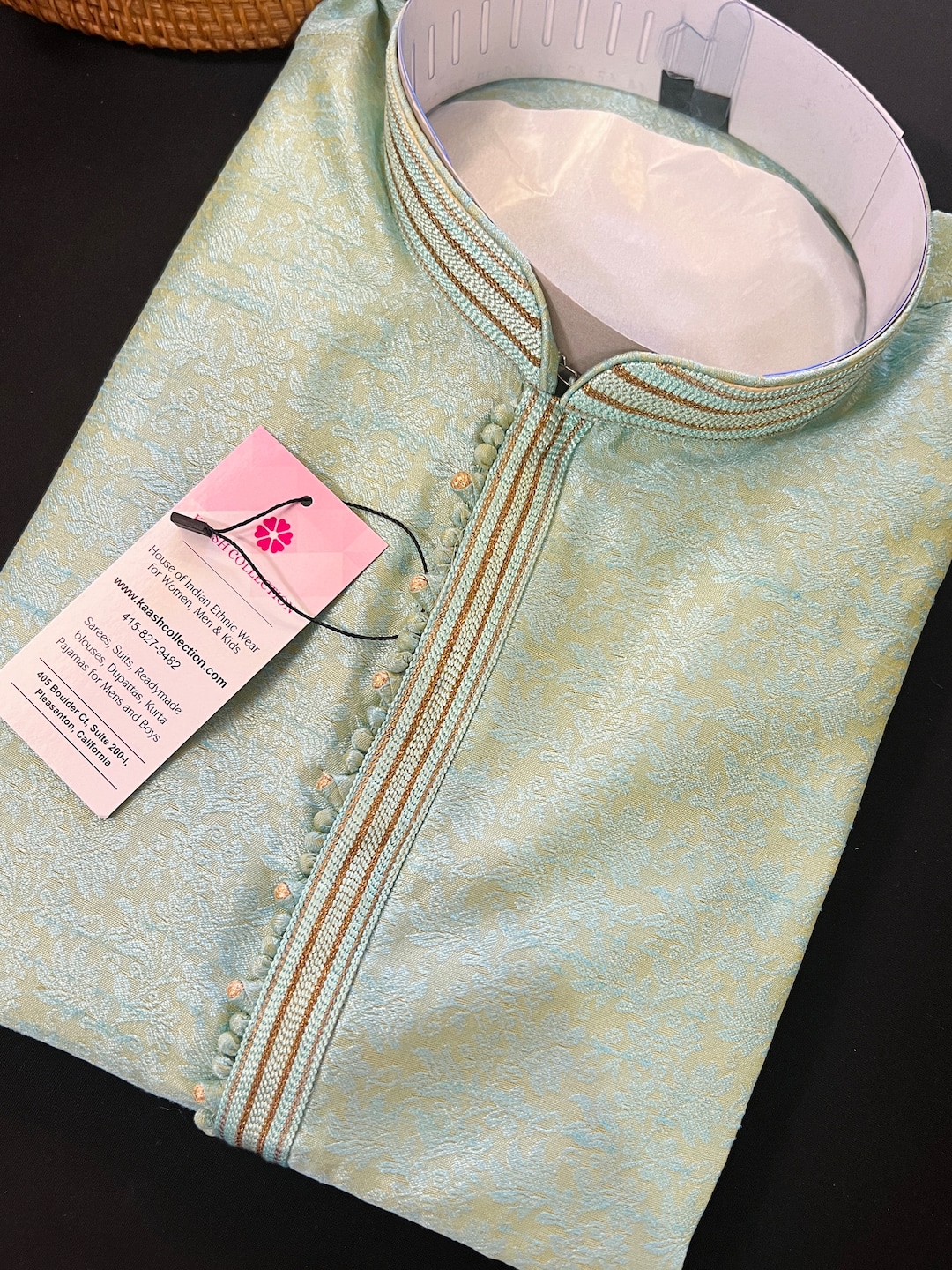 Beautiful Sea Green Plain Kurta Set - Rent