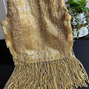 Gold Color Embellished Sequin Handbag  with Long Strings | Bags for Gifts | Wedding Bags