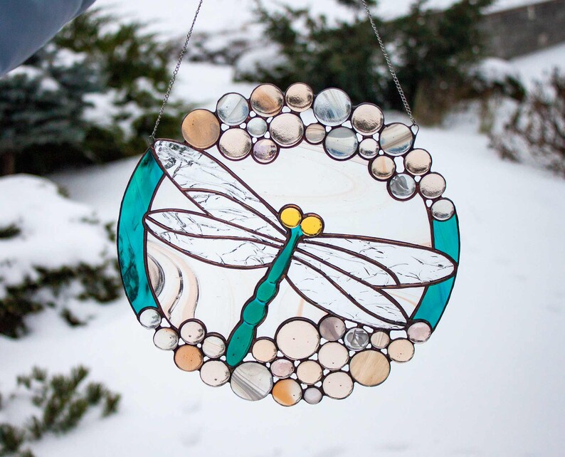 Stained Glass Dragonfly Stain Glass Panel Suncatcher Etsy