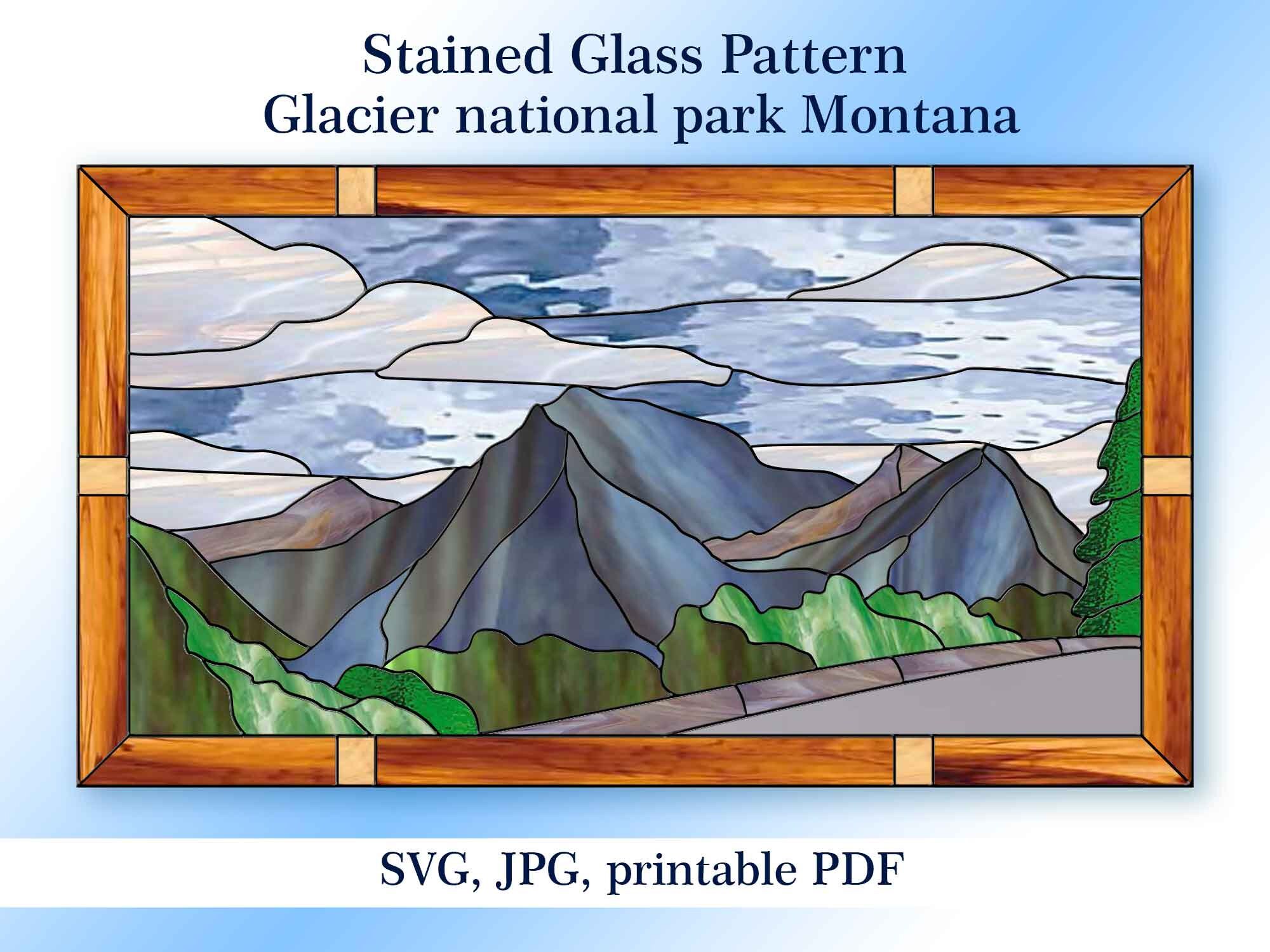 Stained Glass Mountain Scene
