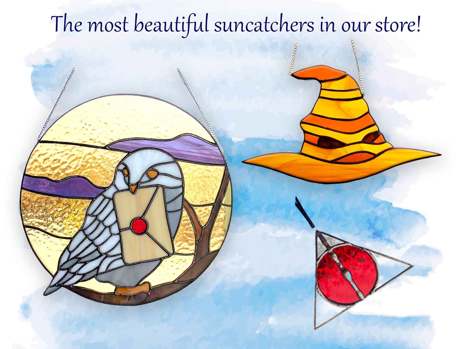 Stained Glass Suncatcher Harry Potter Sorting Hat Disney | Etsy