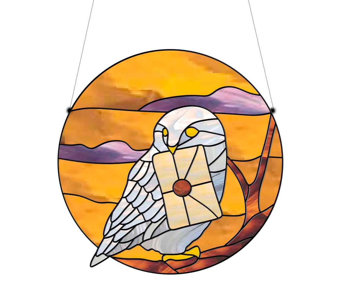 Owl Stained Glass Pattern Owl Hedwig Harry Potter Home | Etsy