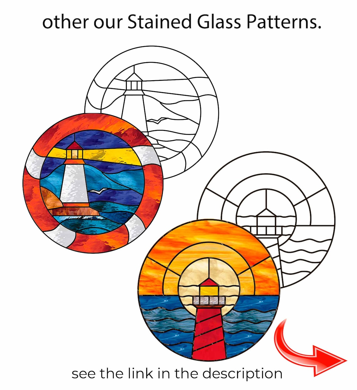 Lighthouse Stained glass patterns Assateague Lighthouse Etsy