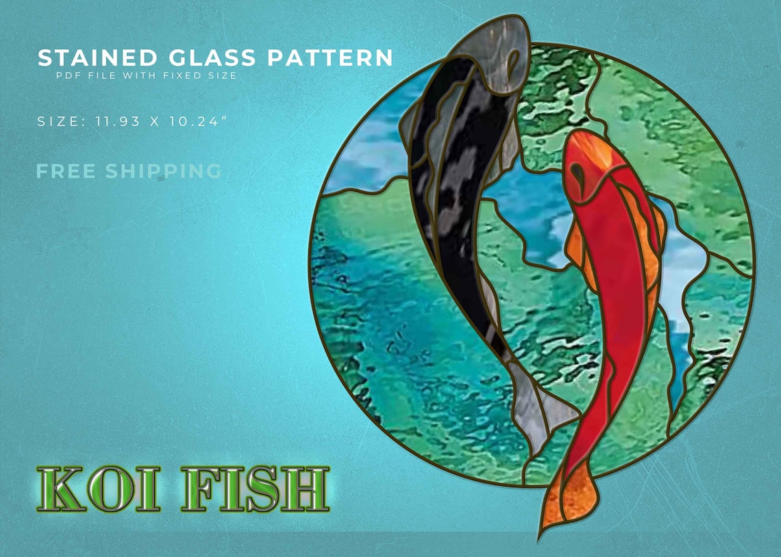 Stained glass pattern Koi fish Window hangings Stain glass Etsy