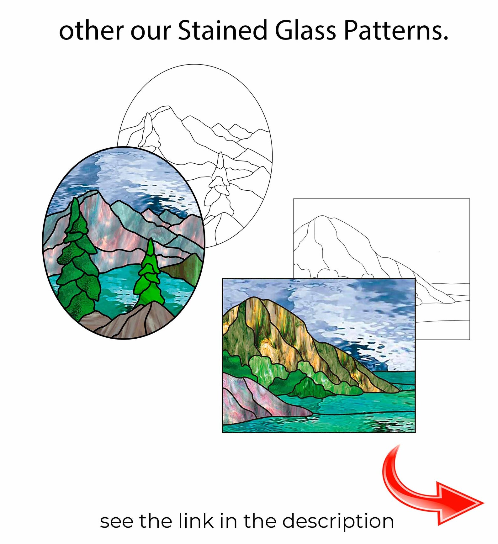 Stained glass pattern Mountains for beginners Designs easy Etsy
