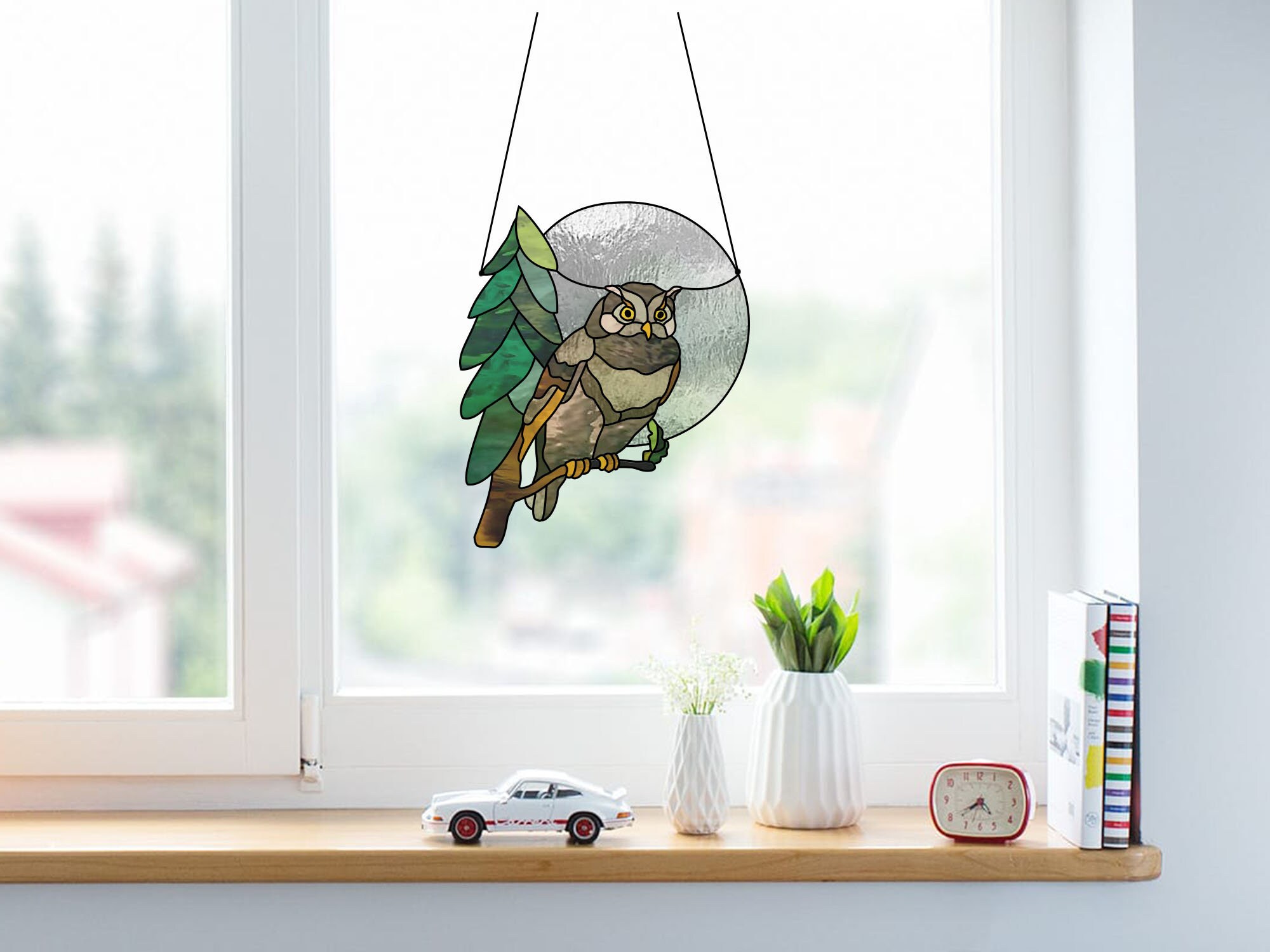 Owl Stained Glass Pattern Moon Spruce Instant Download | Etsy