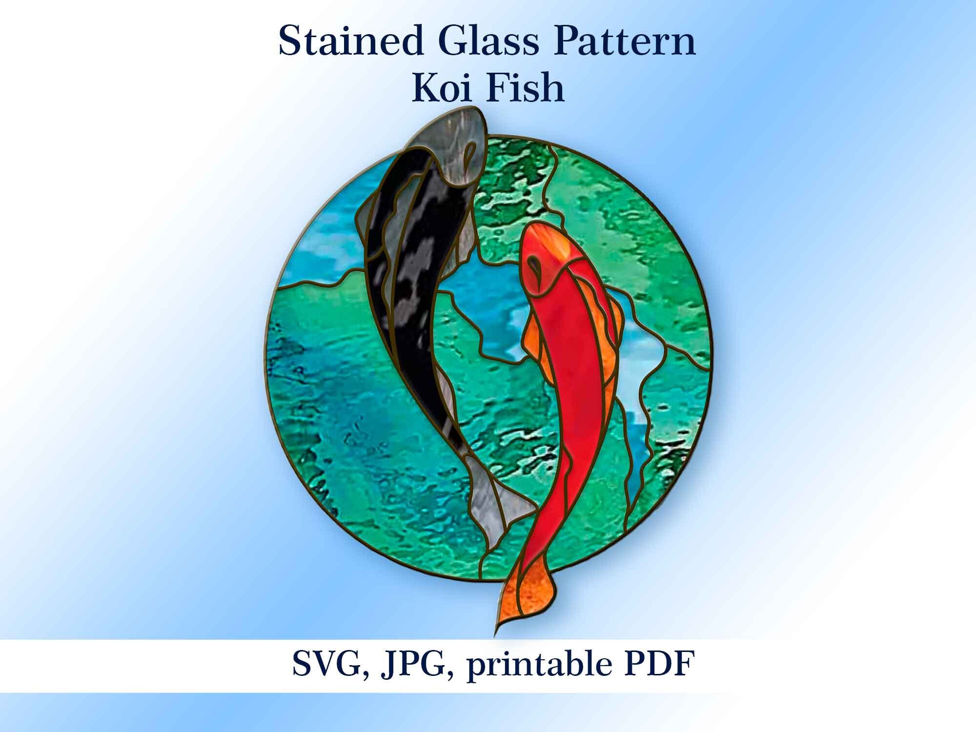 Easy Stained Glass Pattern Koi Fish Window Hangings Stain Etsy