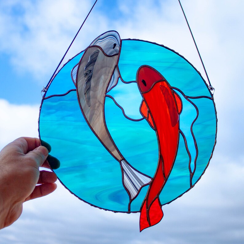 Stained glass pattern Koi fish Window hangings Stain glass Etsy