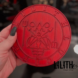 Lucifer & Lilith Red Wooden Ash Tree Altar Pentacle