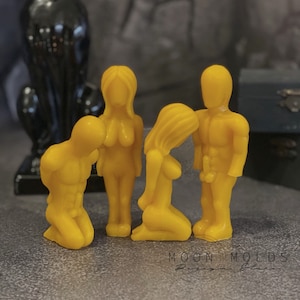 4.7/3.5" Silicone Mold Collection "Voodoo Dolls" (Man, Woman, Man on His Knees, Woman on Her Knees) - Love Spell Candle Silicone Molds
