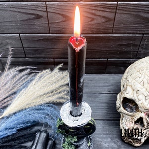 Juego de 4 hechizos de amor gruesos (negro fuera rojo rojo dentro) velas rituales de cera de abeja