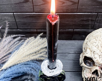 Set of 4 Love Spell Thick (Black Outside Red Inside) Beeswax Ritual Candles