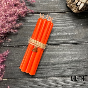 Set of 10 Ritual Orange Beeswax Candles