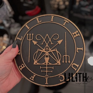 Lucifer & Lilith Wooden Ash Tree Altar Pentacle