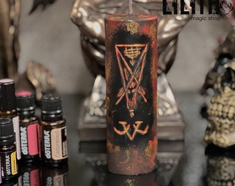 Demonic Protection Intention Beeswax Ritual Candle - Manually Painted - with dōTERRA Essential Oils