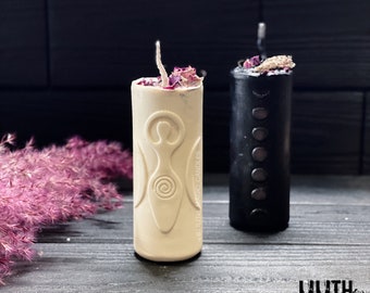 Goddess Beeswax Ritual Candle with Herbs and Essential Oils