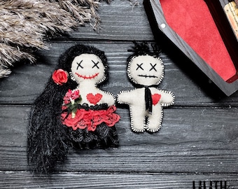 2 Handmade Voodoo dolls for Voodoo love spells - male doll + female doll