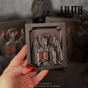 Compact Satan Wooden Icon for Casting Black Magick Spells or Appealing to Satan (good for journeys)
