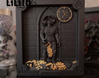 Mammon Wooden Icon for Black Magick Money Spells, The Wealth Demon Icon