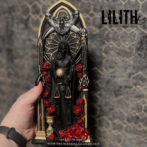 Big 11.8&quot; Santa Muerte Wooden Statuette