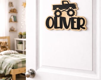 Monster Truck Name Sign: Personalized Nursery Name Sign
