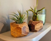 REDUCED PRICE Geometric Plant Holder Wood Air Plant Holder Air Plant Display Cherry Wood