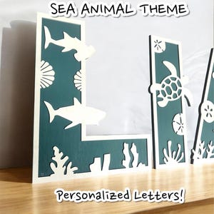 Sea Animal Wooden Letters: Personalized Nursery Name Sign afbeelding 3