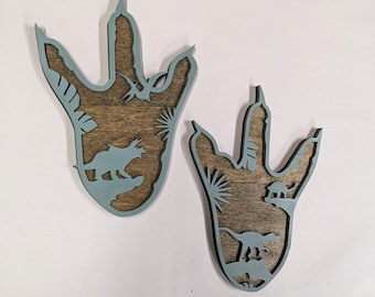 Dinosaur Footprints Nursery Decor: Wooden Dinosaur Sign